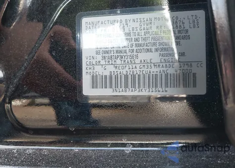 2019 Nissan Sentra Sv from USA, damaged, VIN 3N1AB7AP3KY315616